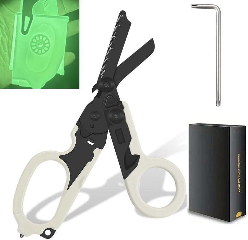 Lemasa 6-in-1 trauma shears - emergency responders, outdoor emergencies, medical staff, and outdoor camping, Gift box packaging with scissors storage K sheaths (Luminous Black) - Image 1